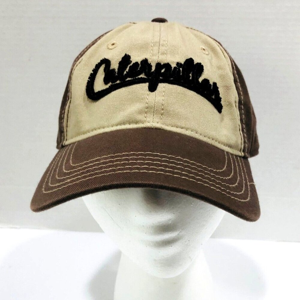 Caterpillar Baseball Hat Embroidered Cursive Script Two-Tone Cotton CAT